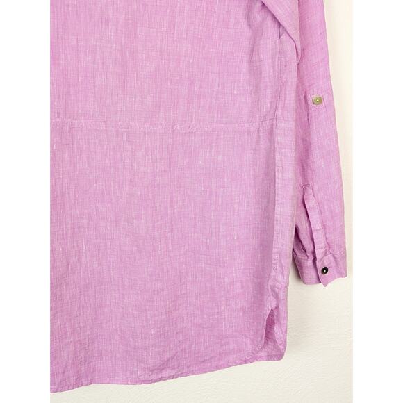 J Jill Love Linen Top Roll Tab Popover Lilac Purple Pink Spring Summer Size XS - Picture 7 of 11